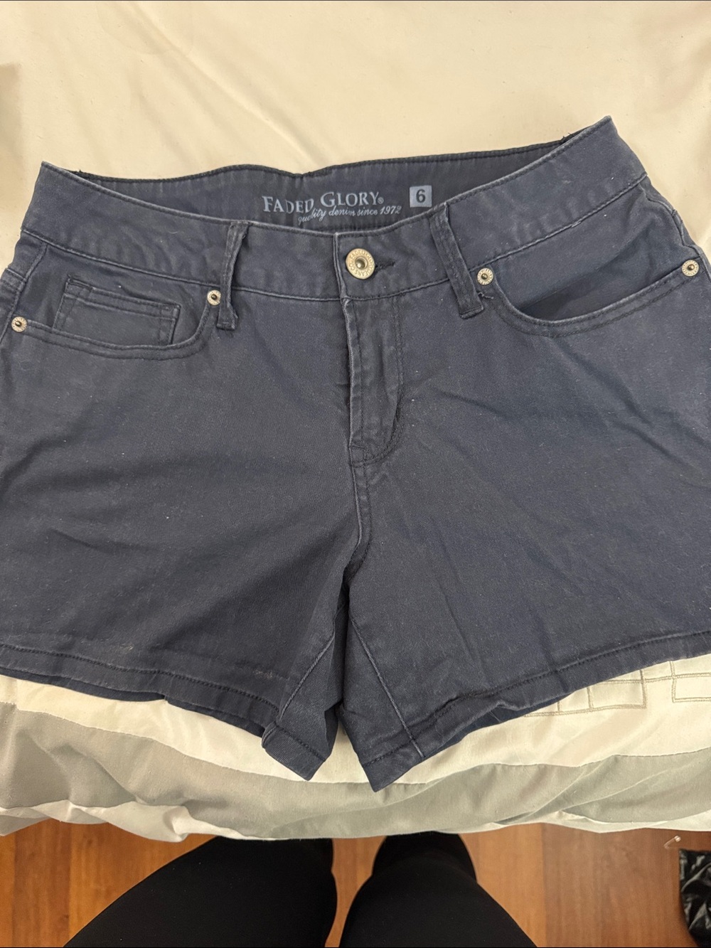Faded Glory Dark Blue Women's Cotton Blend Shorts